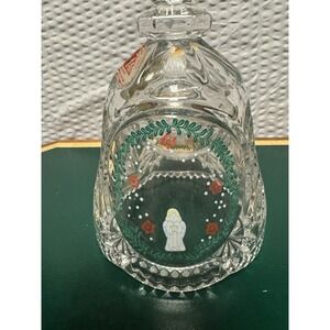 Vintage Artmark 24% Lead Crystal Bell 1988 Angel And Greenery, Missing Clapper